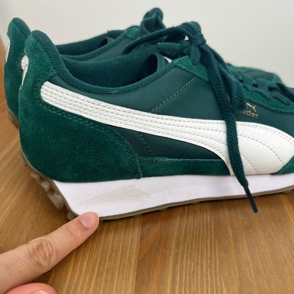 Puma Womens 7.5 Rider Sneakers Green White Gum Sole 399028-14 Retro Low Top - Picture 5 of 8